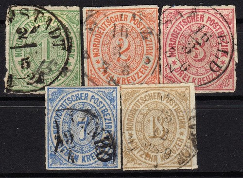 == Ad! North German Federation Mi. 7-11 Stamped Kat.