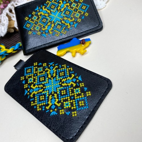 DIY Cross-stitch embroidery kit on faux leather Cover for the card unique gift - Picture 3 of 14