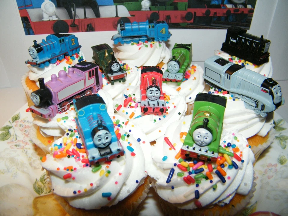 Thomas the Tank Engine Deluxe Cake Toppers Set of 14 with 10 Trains, 2 Stickers - Image 2 of 4