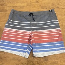 Roundtree Yourke Swim Trunks Mens 2XB Striped Tropical Vacation Beach