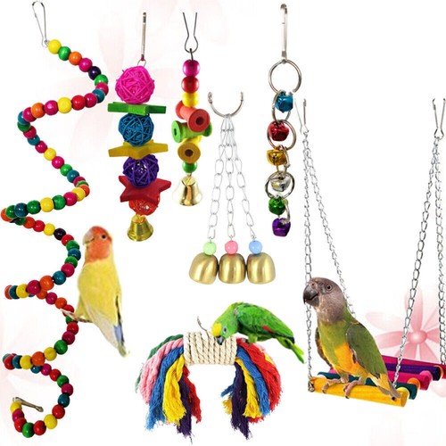 Wellensittich Zubehör für Käfig Pack von 7 Nymphensittich Spielzeug Vogel N/ - Bild 2 von 9
