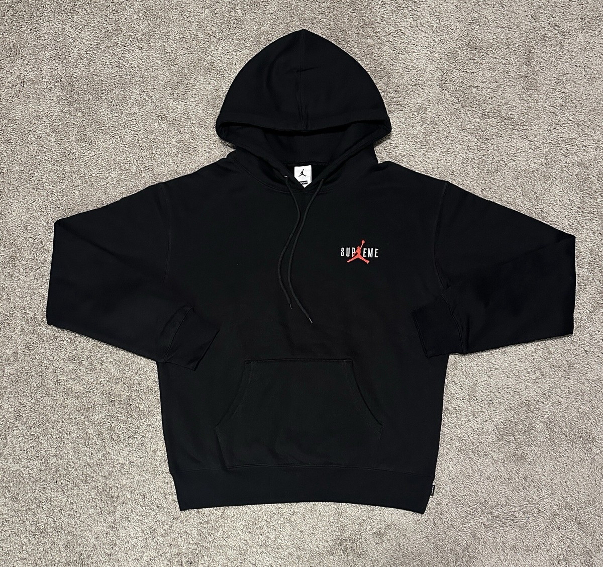 Supreme x Jordan Hoodie Sweatshirt Black FW24 Size M | eBay
