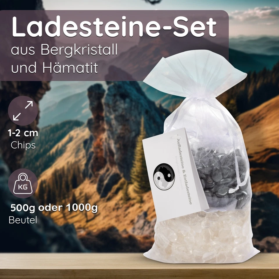 Premium Ladesteine & Entladesteine | Bergkristall & Hämatit Trommelsteine Chips - Bild 3 von 4