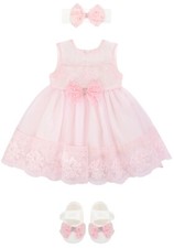 Baby Girl Christening Baptism Embroidered Dress Gown 6 Piece Deluxe Set 0-3 Mont