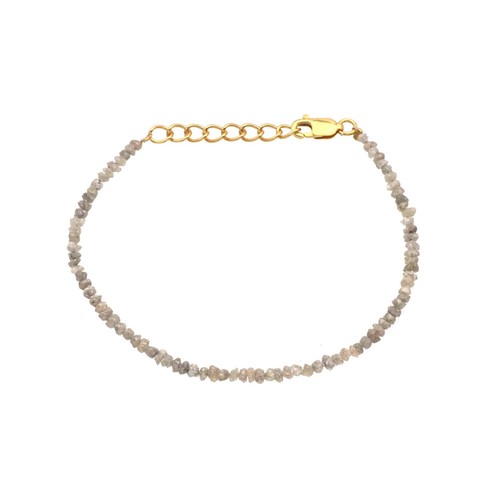 Grau Weiß Mix Diamant Raw Perlen Armband Uncut Chips Diamant 925 Silber Armband - Bild 7 von 7