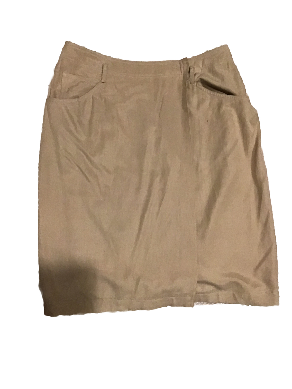 DKNY Donna Karan beige tan silk cotton wrap skirt size 12