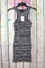Women's Forever 21 Marled Mini Sweater Dress LARGE Black/Cream Sleeveless NWT