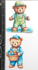 Lot of 2 Bears Playing Puddle Summer Girl Boy SINGLE LAYER Embellishment 467