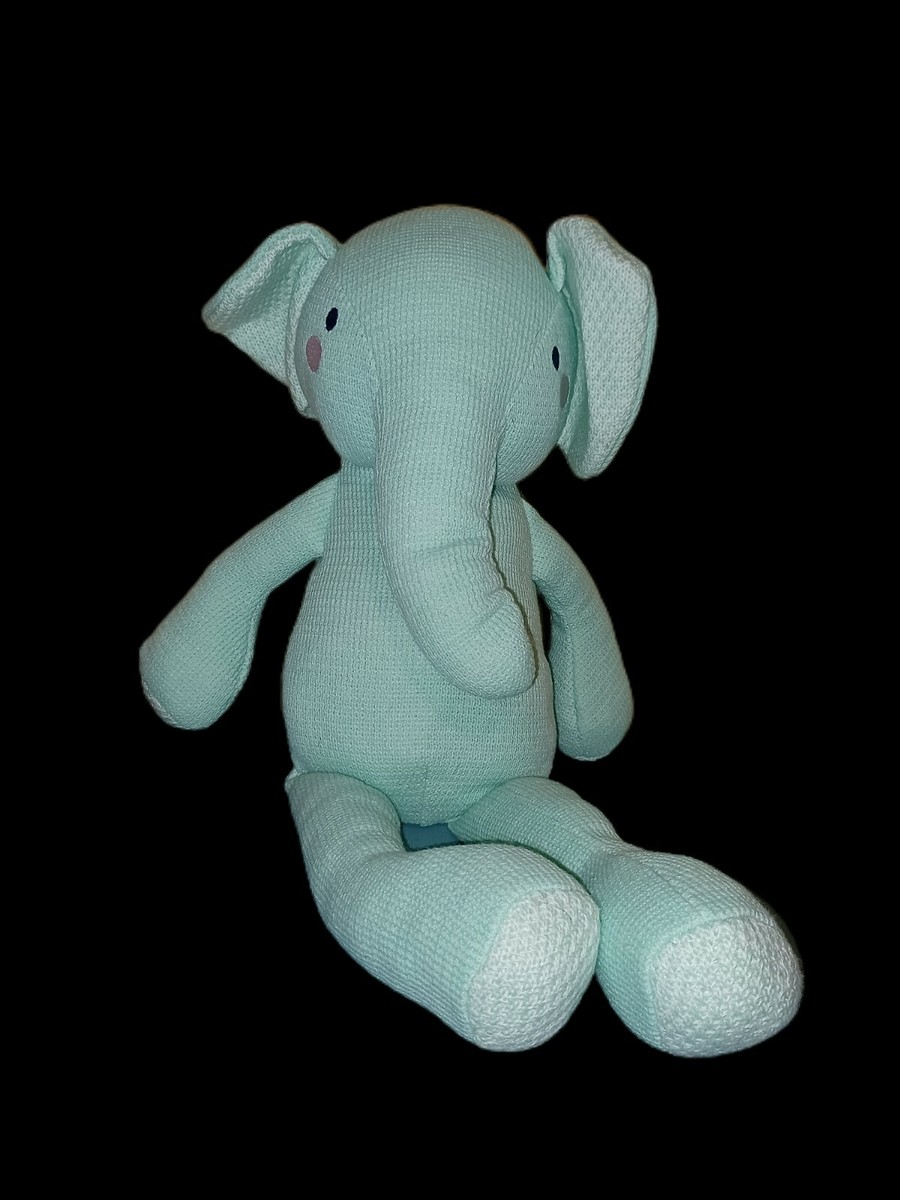 Cloud Island Green Elephant Target Plush Stuffed Knitted GC