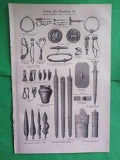 Lithographie, Kultur der Metallzeit 4 Tafeln 1-4,+ umfangr.Erklärung 1905 -116