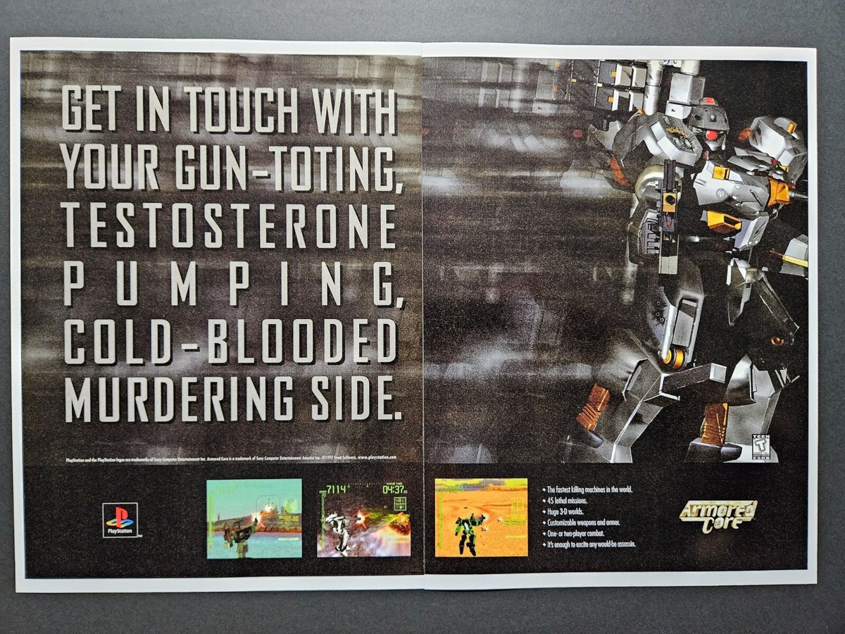 【未使用・レア】PS専用ソフト『 アーマード・コア 』販促用　ポスター Armored Core 1 Playstation 1 PS1 2-Page Promo Ad Print Art Wall
