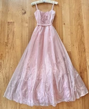 Gunne Sax Jessica McClintock Vintage Pink Party Prom Princess Dress Sequins 7