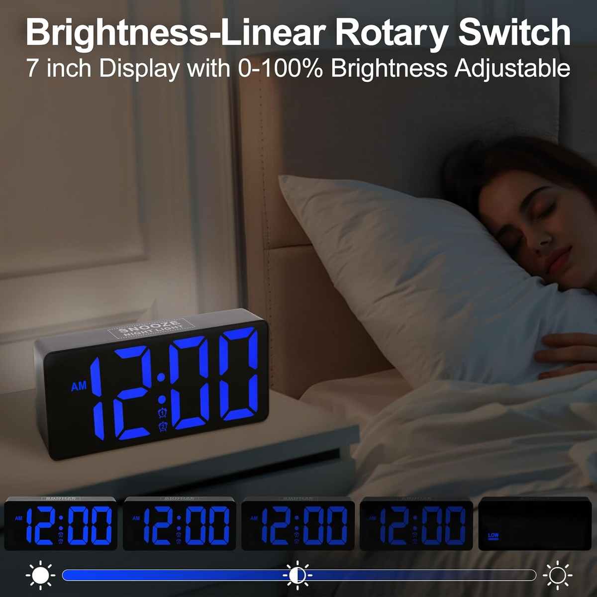 Alarm Clock for Bedroom with Night Light & Bold Digits-7 in