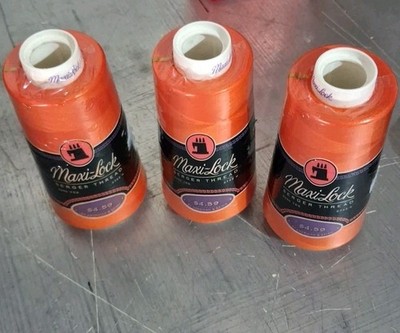 Maxi-Lock Serger Thread Toboggan Orange Polyester 3000 Yards Lot of 3 NWT