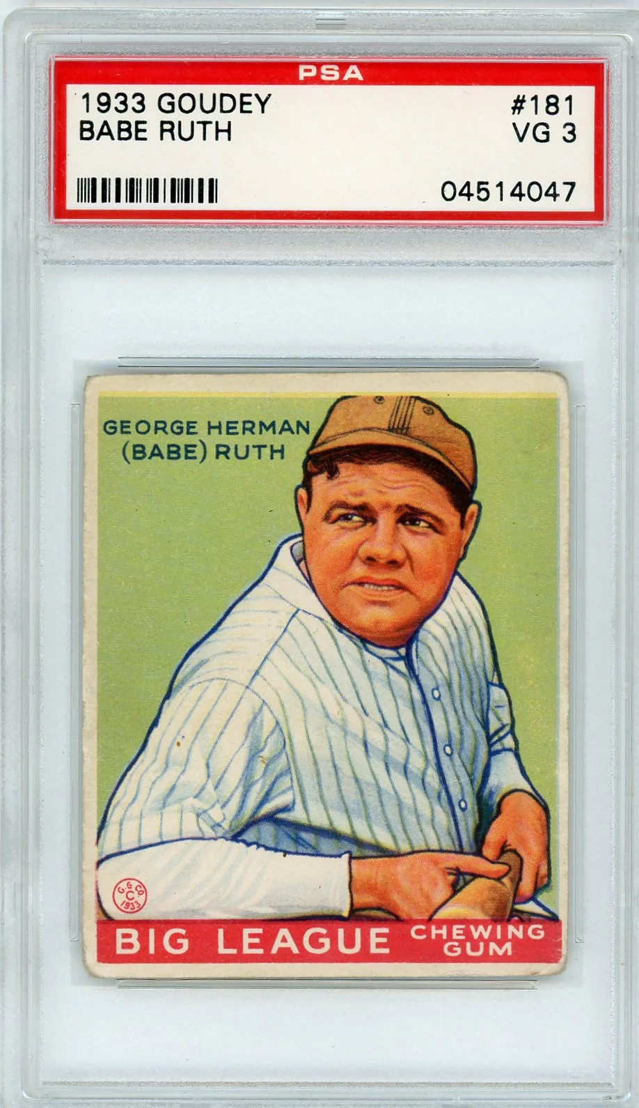 1933 Goudey Babe Ruth #181 PSA 3 view 1