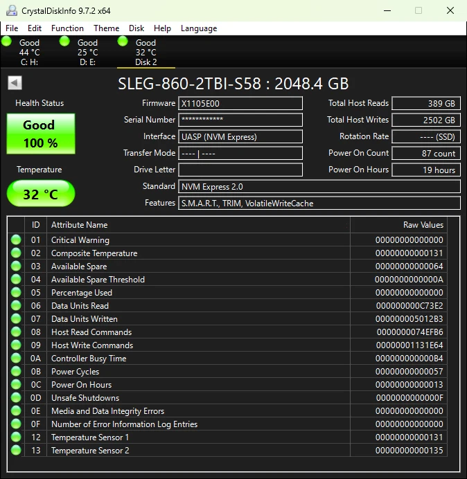 (Refurbished) ADATA SSD Legend 860 2TB PCIe 4.0 x4, NVMe 2.0, M.2 2280 - Image 3 of 3
