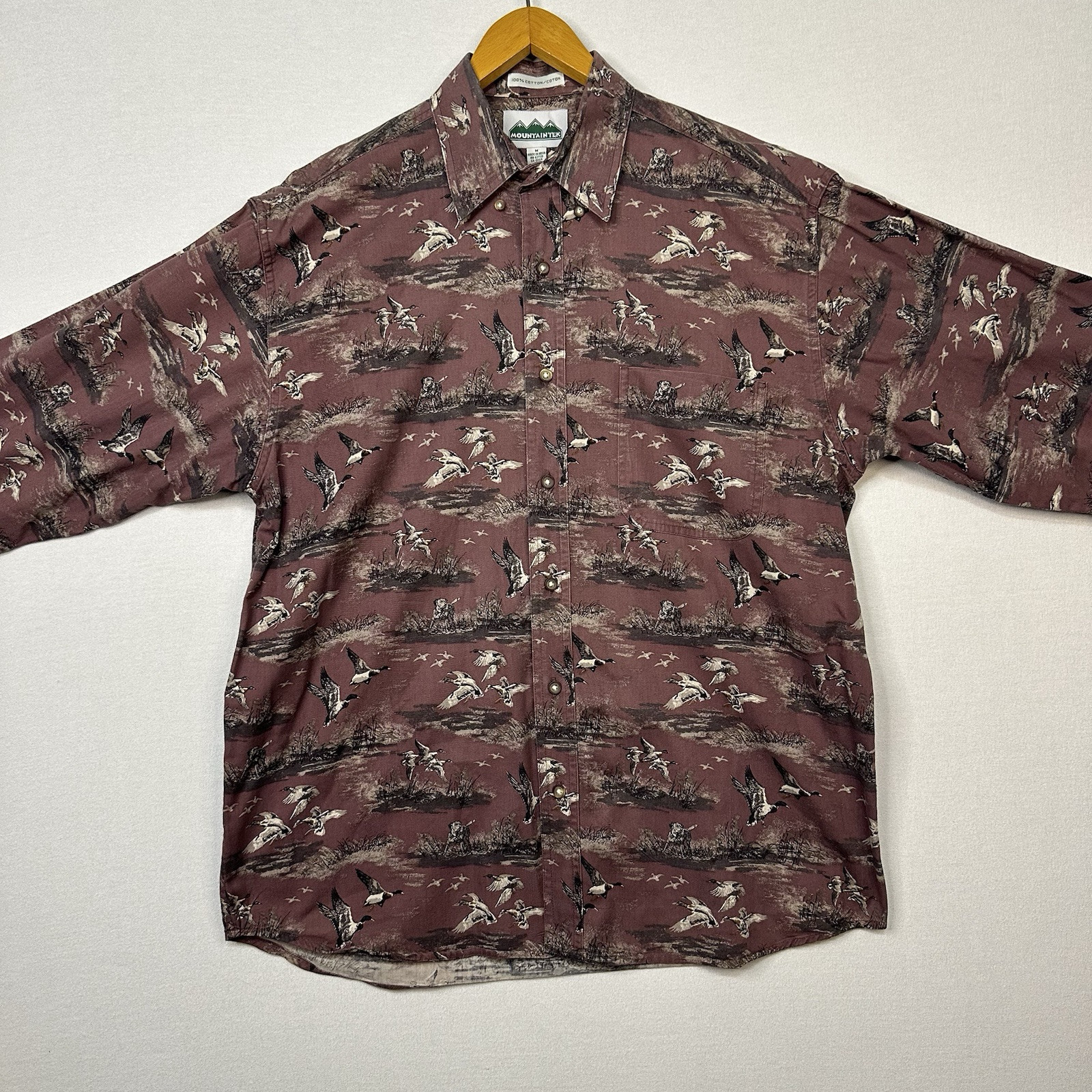 Vtg MountainTek Men’s Medium Button Down Long Sleeve All Over Duck Hunting Print