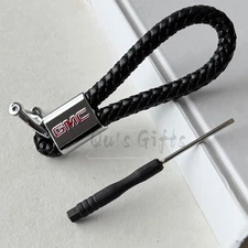 GMC Logo Black Weave Calf Leather Keychain US Seller Free Shipping