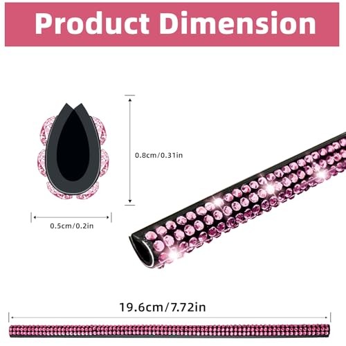  Bling Car Air Conditioner Decoration Strip for Vent Outlet, 10 PCS Pink