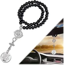 Cross for Car Mirror Hanging, Metal Cross Car Charm for Rear View Mirror, Christ