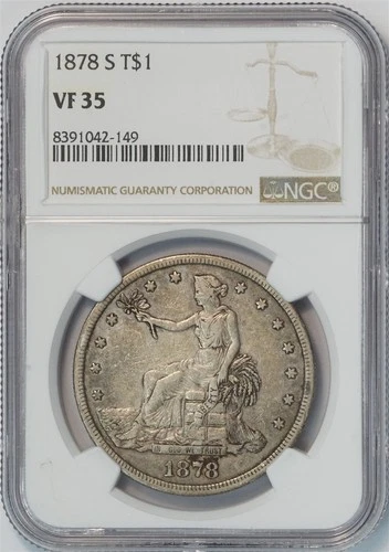 1878 S Trade Silver Dollar VF 35 NGC $1 US COIN