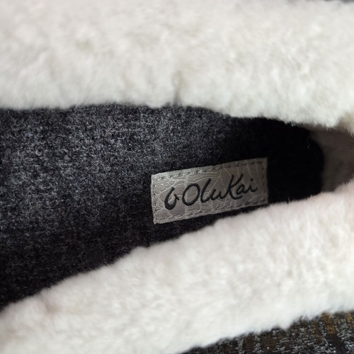Olukai Ku'Una Lanui Slipper Womens Size 8 Velvet Shearling Moccasins Gray - Picture 11 of 11