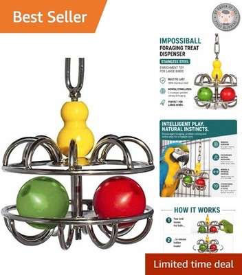 Large Bird Enrichment Toy - Foraging Treat Dispenser in Durable Stainless Steel