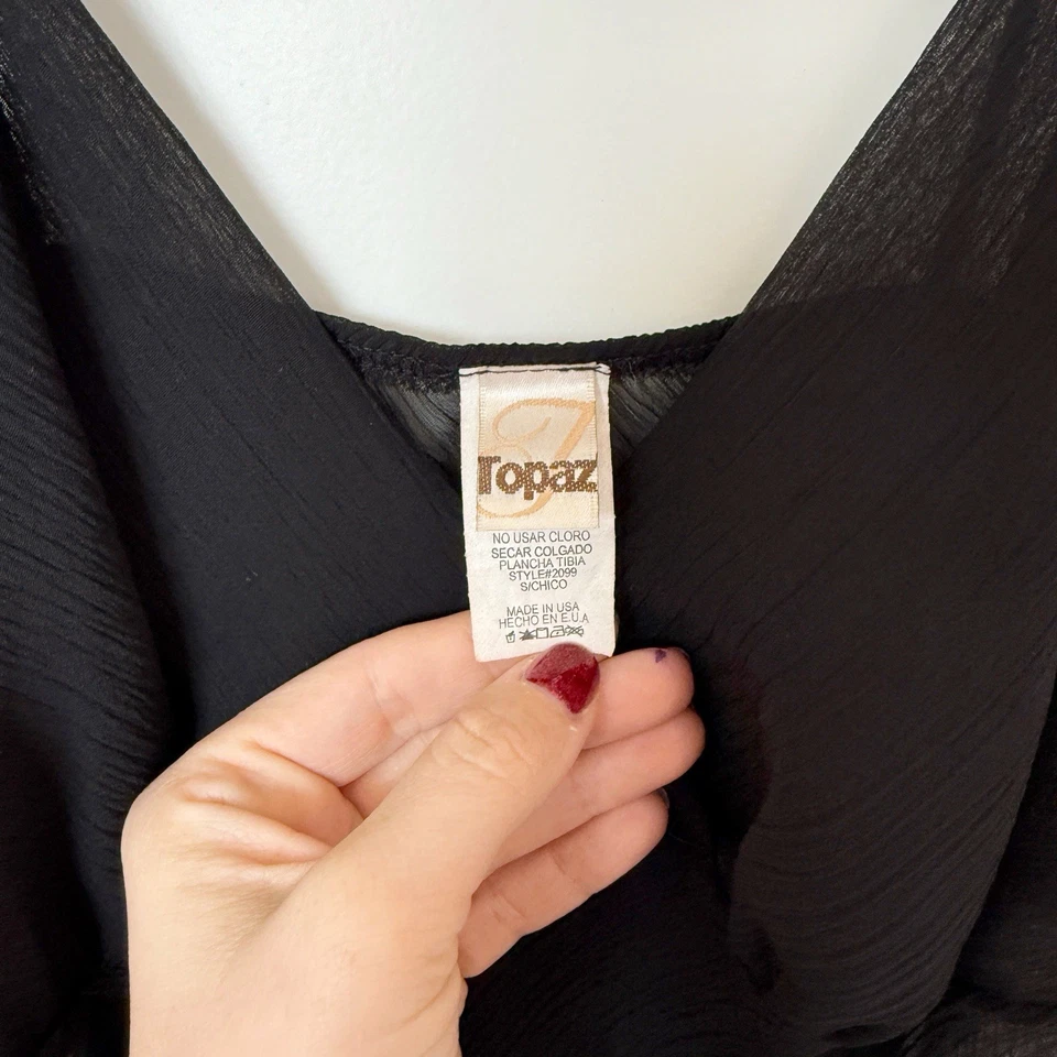 VTG Topaz Womens Y2K Whimsigoth Sheer Top Size Small Fairy Asymmetric Hem Mystic - Image 4 of 4