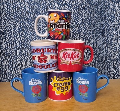 Cadbury & Nestle Konfekt/Schokolade Thema Vintage Keramik Tassen (6 Stück)