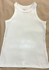 Cat and Jack Girl's White Cotton Blend Ribbed Tee Shirt M/8