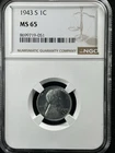 1943-S 1C  Lincoln Wheat One Cent NGC MS65   8699719-051