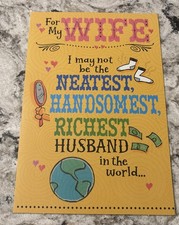 Anniversary For My Wife WITH TRACKING Cute Funny 5.5  x8  Hallmark Greeting Card