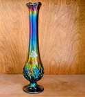 Fenton Amethyst Carnival Glass Swung Bud Vase Lily of the Valley 9 1/2" Tall
