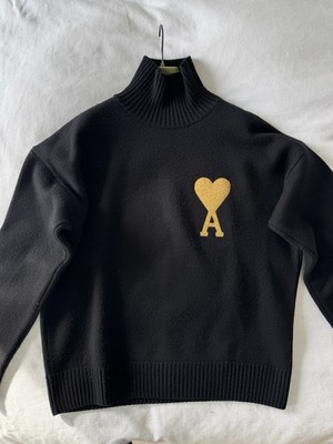 AMI Paris Mens Heart Sweater-Gold Heart-L