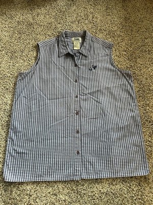 Vintage Northern Reflections XL TOP Sleeveless Collared Blue Check Button Up E26