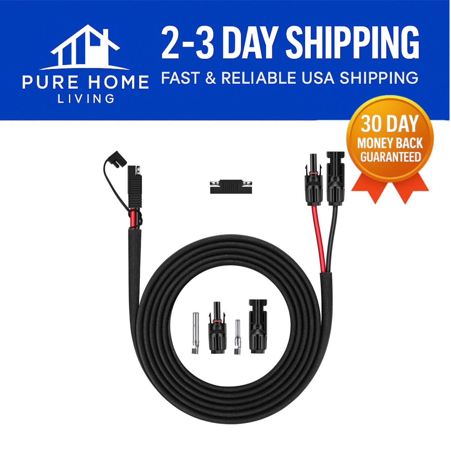 Reliable 3.1M SAE Solar Panel Extension Cable with Polarity 