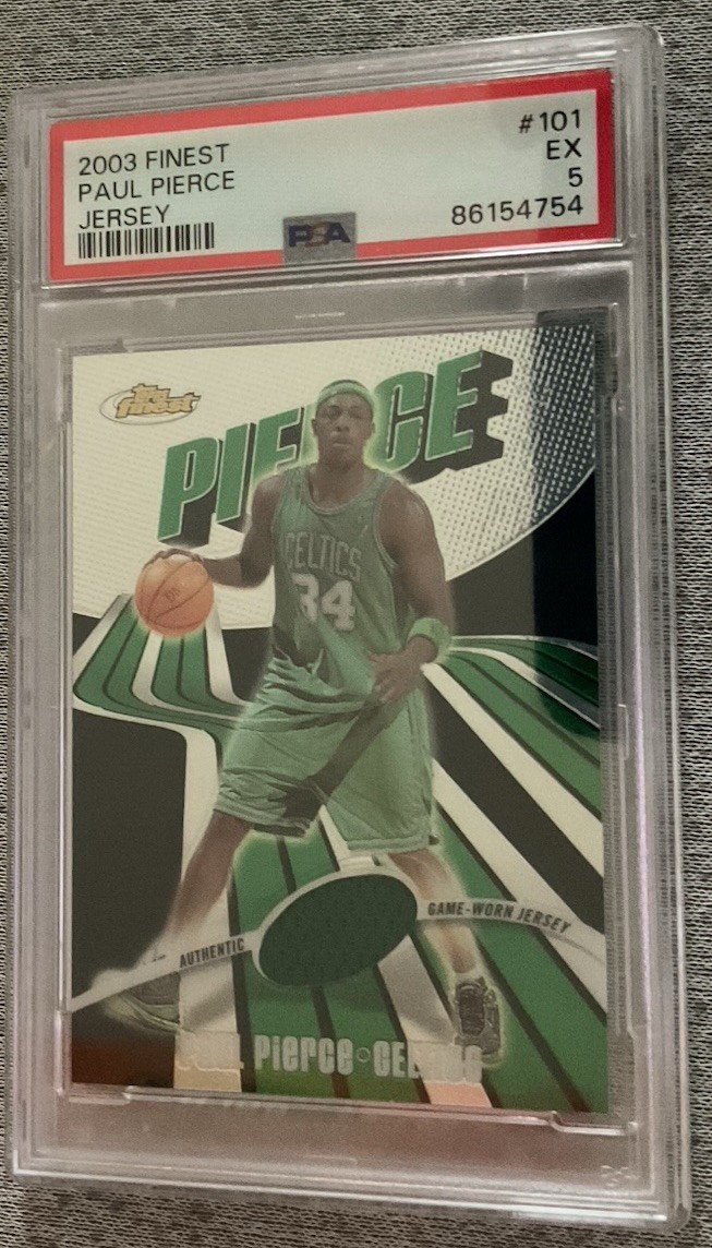 2003-04 Topps Finest - Game-Worn Jersey Paul Pierce #101 /999 (MEM) view 5