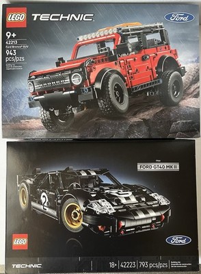 Lot of 2 LEGO Technic: 1966 Ford GT40 MKII (42223) & Ford Bronco SUV (42213)