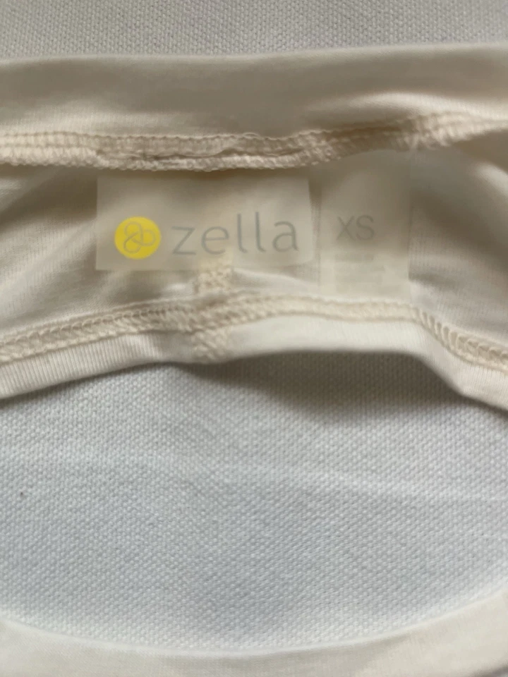 Camiseta deportiva Zella talla XS Nordstrom drapeada crema rosa marfil espalda abierta sin mangas NUEVO Foto 3 de 4