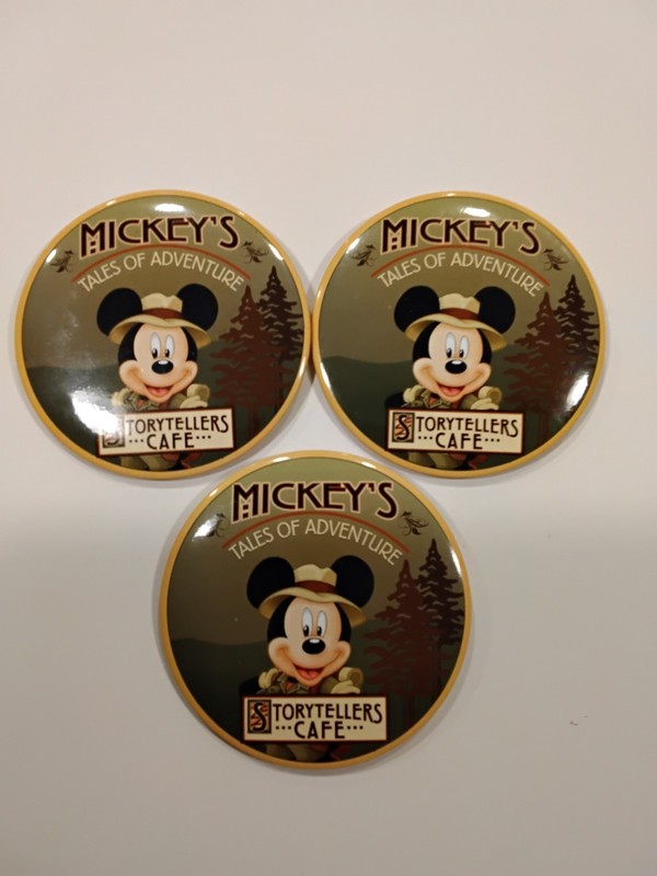 3 DISNEYLAND MICKEY'S TALES OF ADVENTURE PIN BACK BUTTONS STORYTELLERS CAFE