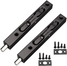 6-Inch Door Flush Bolt Lock with Spring Action - 2 Pack Security Latch
