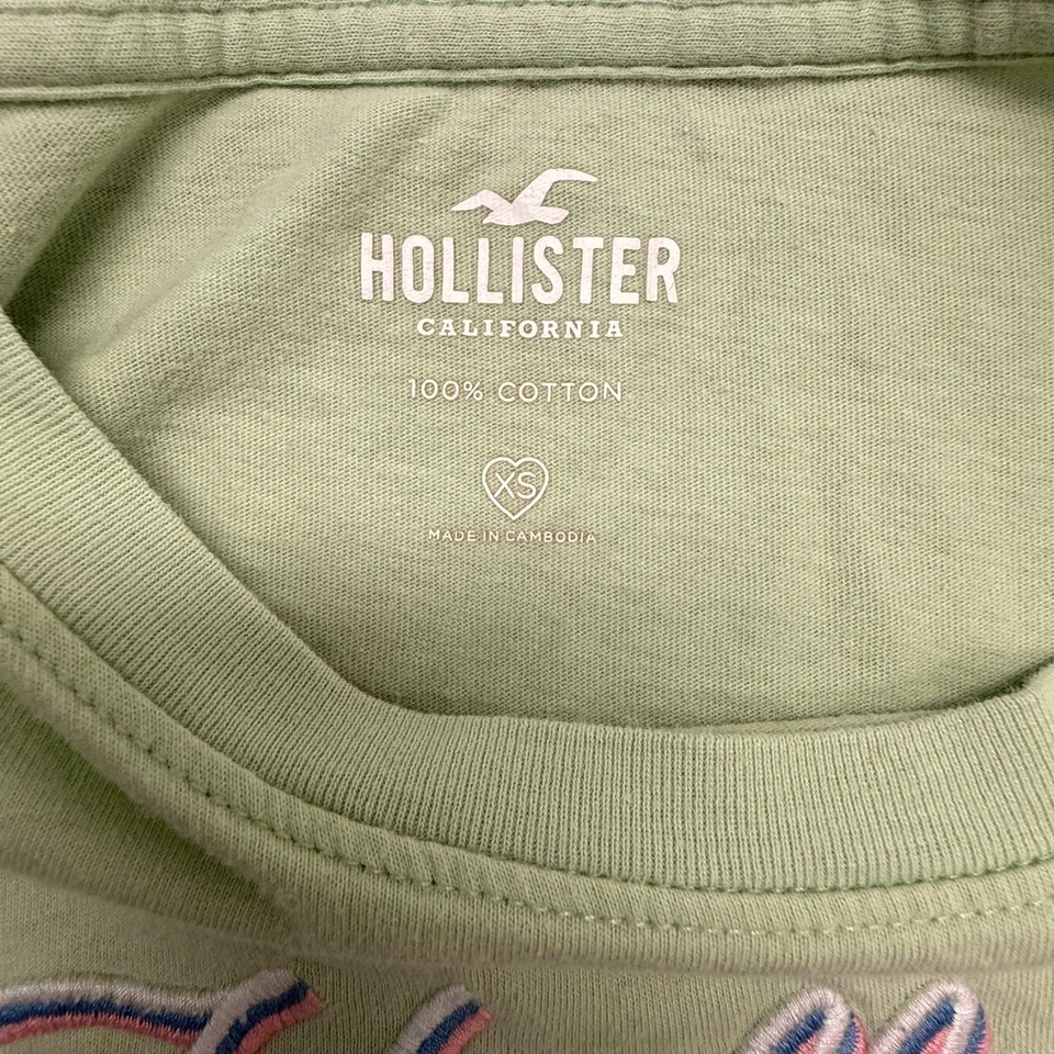 Hollister Girl's Size XS Green Graphic Print Short Sleeve T-Shirt 100% Cotton - Image 2 of 4