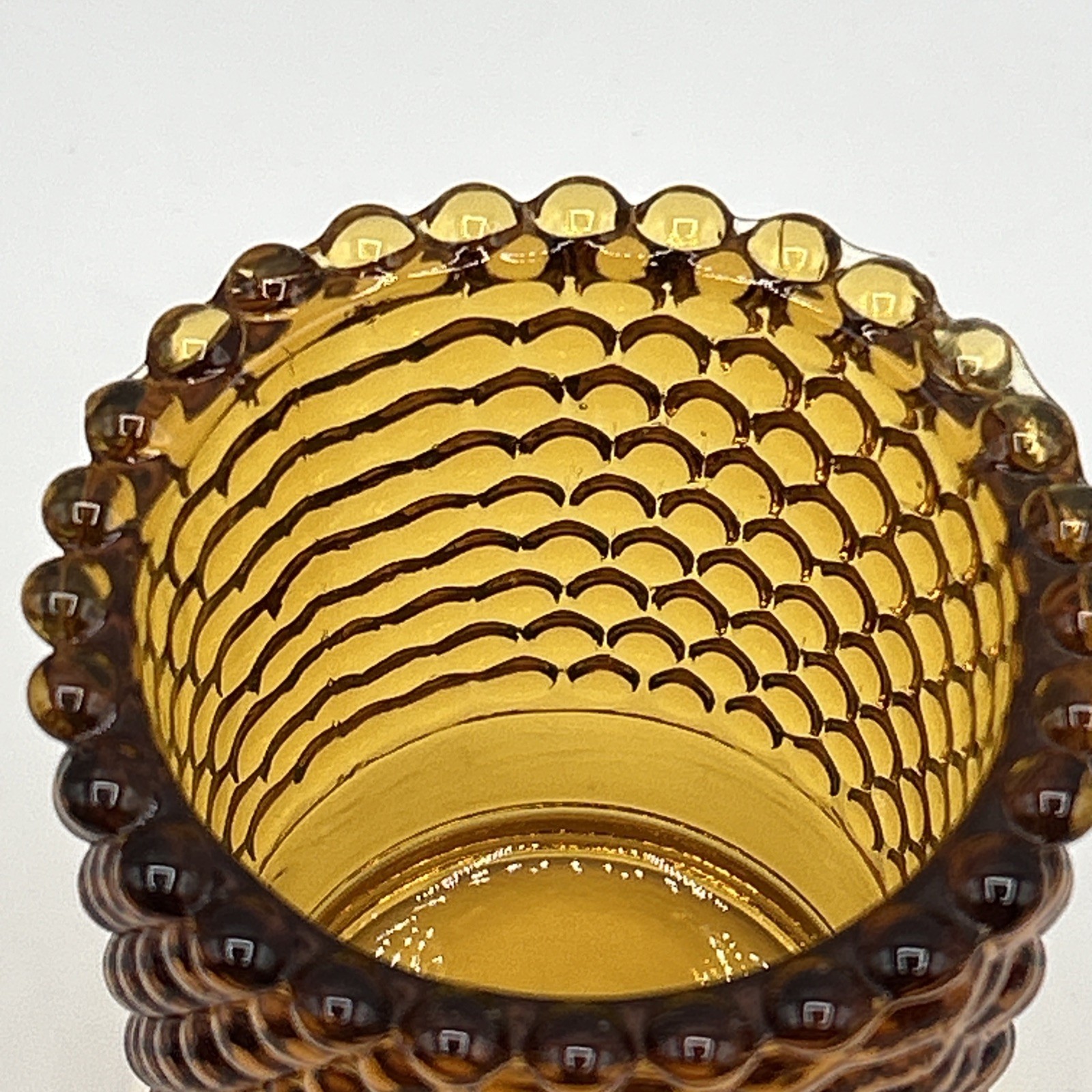 Amber Hobnail Toothpick Holder