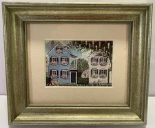 Vintage 1989 Mini Wall Art 5x6 "STROLLING" by Bonnie Holden - Victorian Era Art