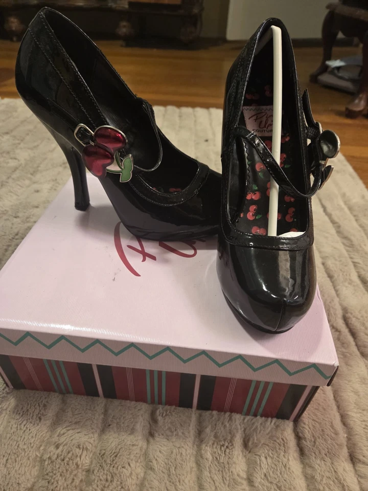 Pinup Couture  Black Patent Leather High Heels Women's  Size 8 - Image 2 of 4