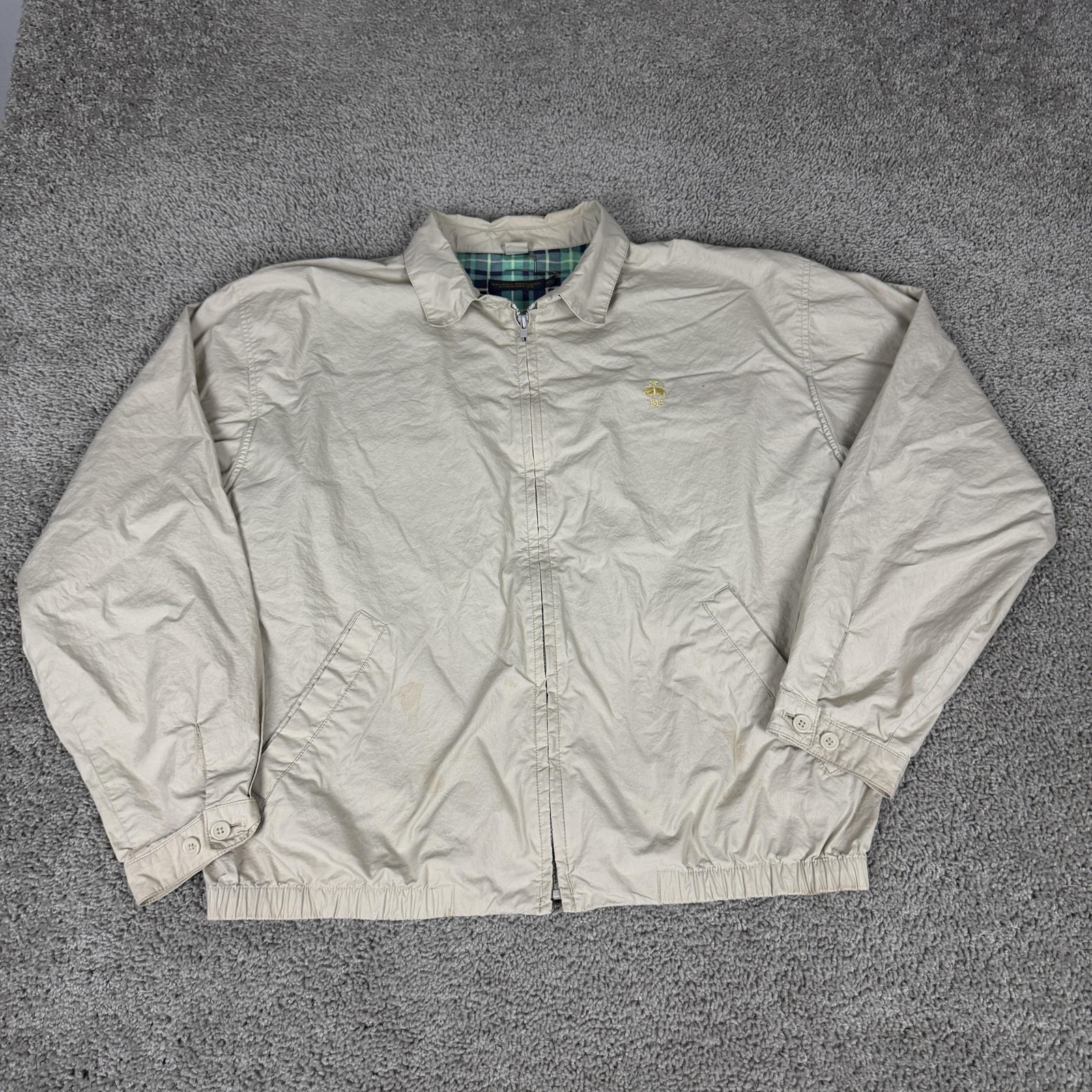 Brooks Brothers Jacket Mens XL Beige Golf Lined Windbreaker Bomber Full Zip thumbnail 2