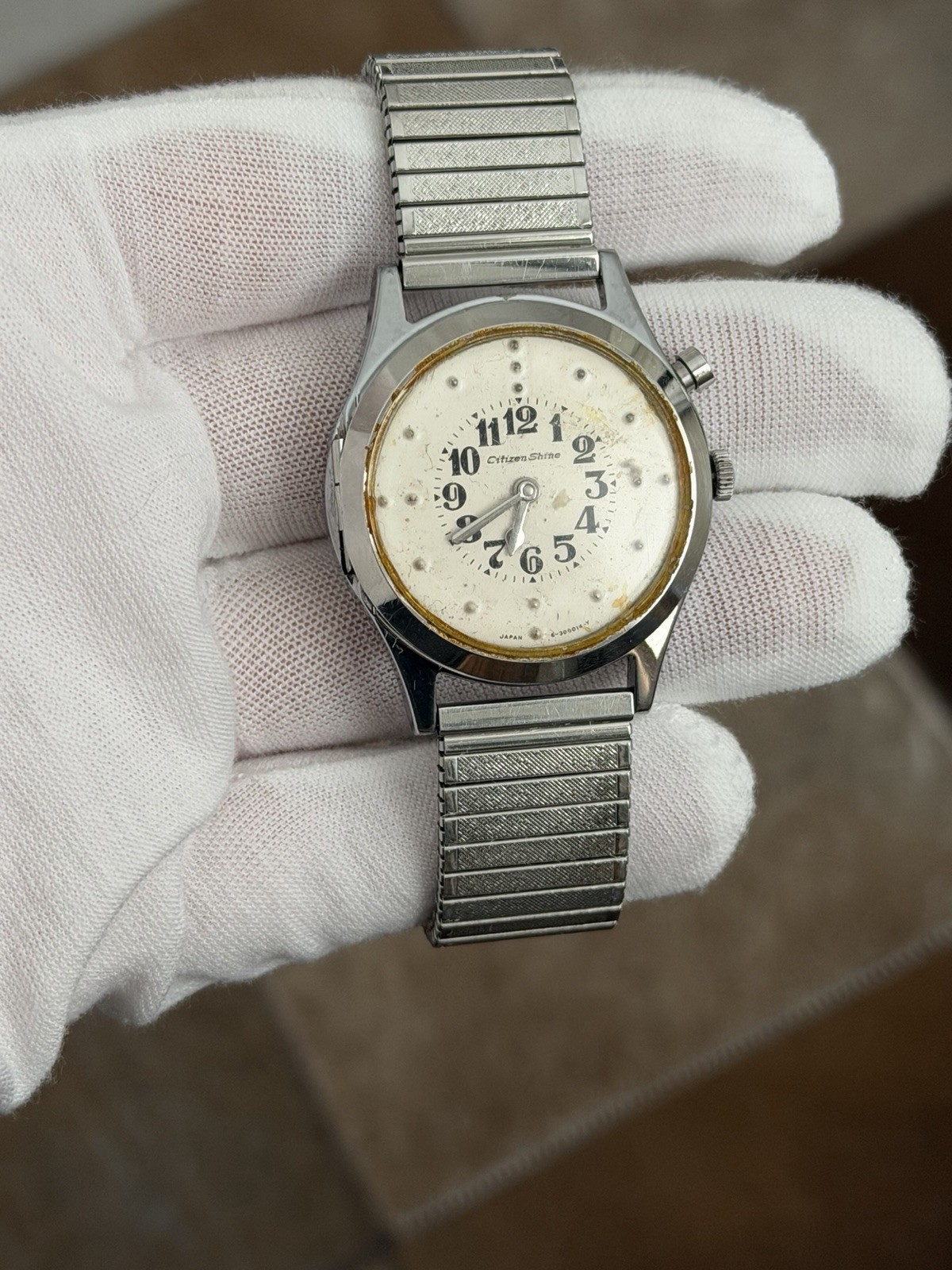 Rare Vintage Citizen Shine Manual Wind Men’s Flip Top Braille Watch JDM 1960s