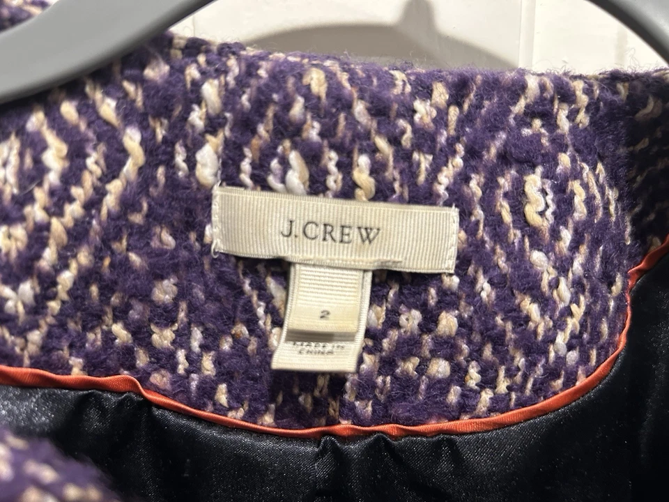Blazer de tweed a medida para mujer J.CREW mezcla de lana, púrpura, talla 2 Foto 2 de 3