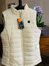 ORORO Women’s Lightweight Heated Vest USB-C Battery Puffer Heating Vest White-W