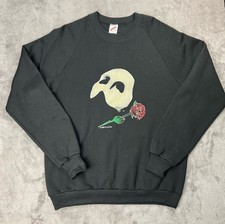 VTG Phantom Of The Opera Sweater Mens XL Black Glow In The Dark Fleece USA 80s